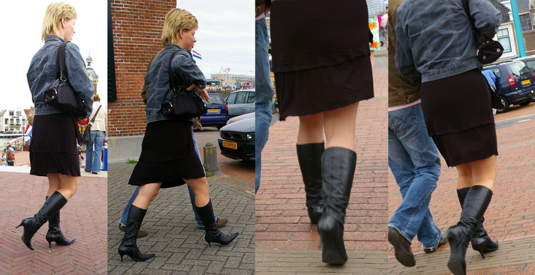 Flickr Exile boots candid legs pantyhose skirt woman Johnny Kaspar