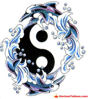 Here is a neat tattoo of a dolphin ying yang tattoo.