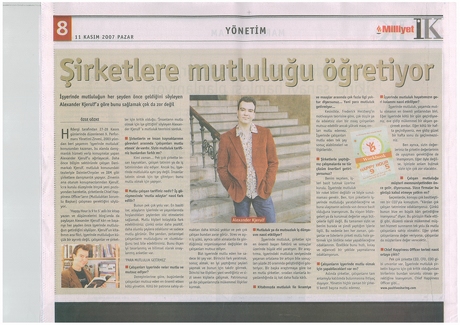 Alexander Kjerulf featured in a Turkish newspaper