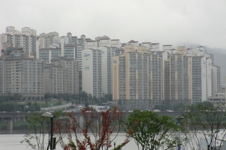 Closeup of apartment blocks