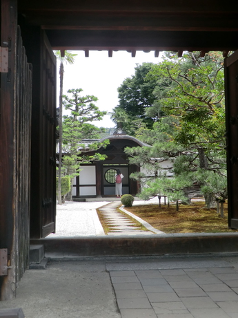 Looking into a temple garden in Kyoto