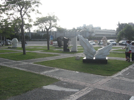 Stone sculptures outside the cultural centre in Hualien