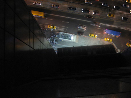 Looking down from the K Mall building at night