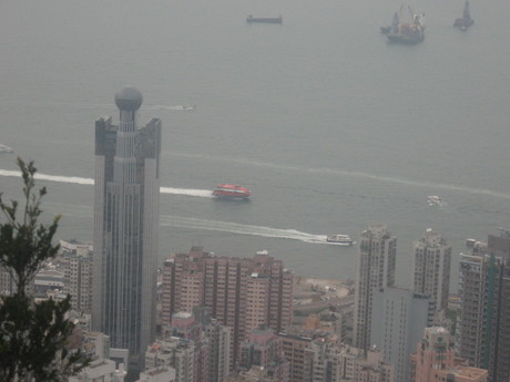 What looks like a TurboJet ferry (centre) in Victoria Harbour in Hong Hong (this may be a different model of ferry than I took)
