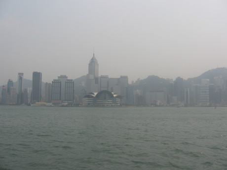 The Hong Kong Convention and Exhibition Centre on Hong Kong Island seen from the ferry