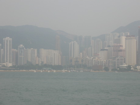 Part of Hong Kong Island (including Victoria Park, I think) seen from the ferry