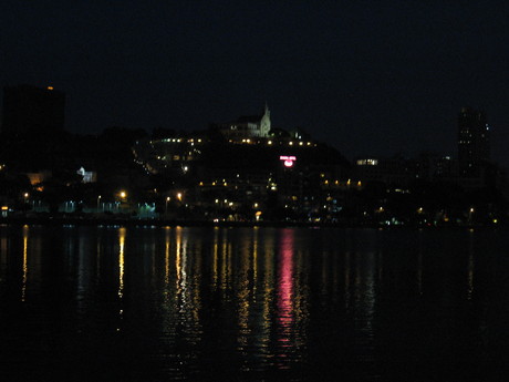 Looking over a lake towards a less casinoed part of town