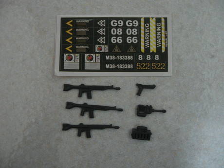 The stickers and extra weapons from the tank set