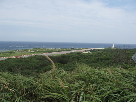 The airport and a grave yard, with the lighthouse in the distance