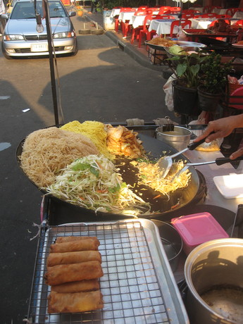 A pad thai and spring rolls stall, near Kao San road