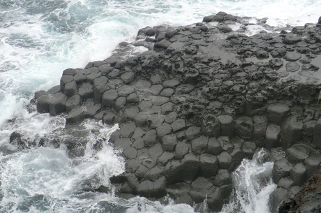 Hexagonal rocks at Jusangjeolli cliffs